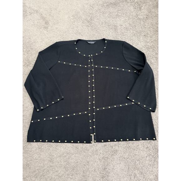 Black With Gold Studs Ming Wang Blazer Jacket Plus Size 2x4x Career Work Office - Picture 1 of 9